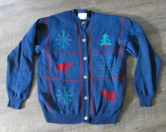 Vintage Pendleton Wool Christmas Cardigan: 1990s Novelty Sweater