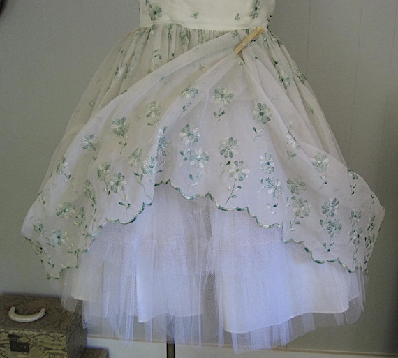 Vintage Fit / Flare Floral Chiffon Party Dress / … - image 5