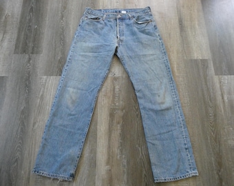 Vintage Levi's 501 Jeans 1990s Distressed Button Fly 36 x 32 Tag (36x33)