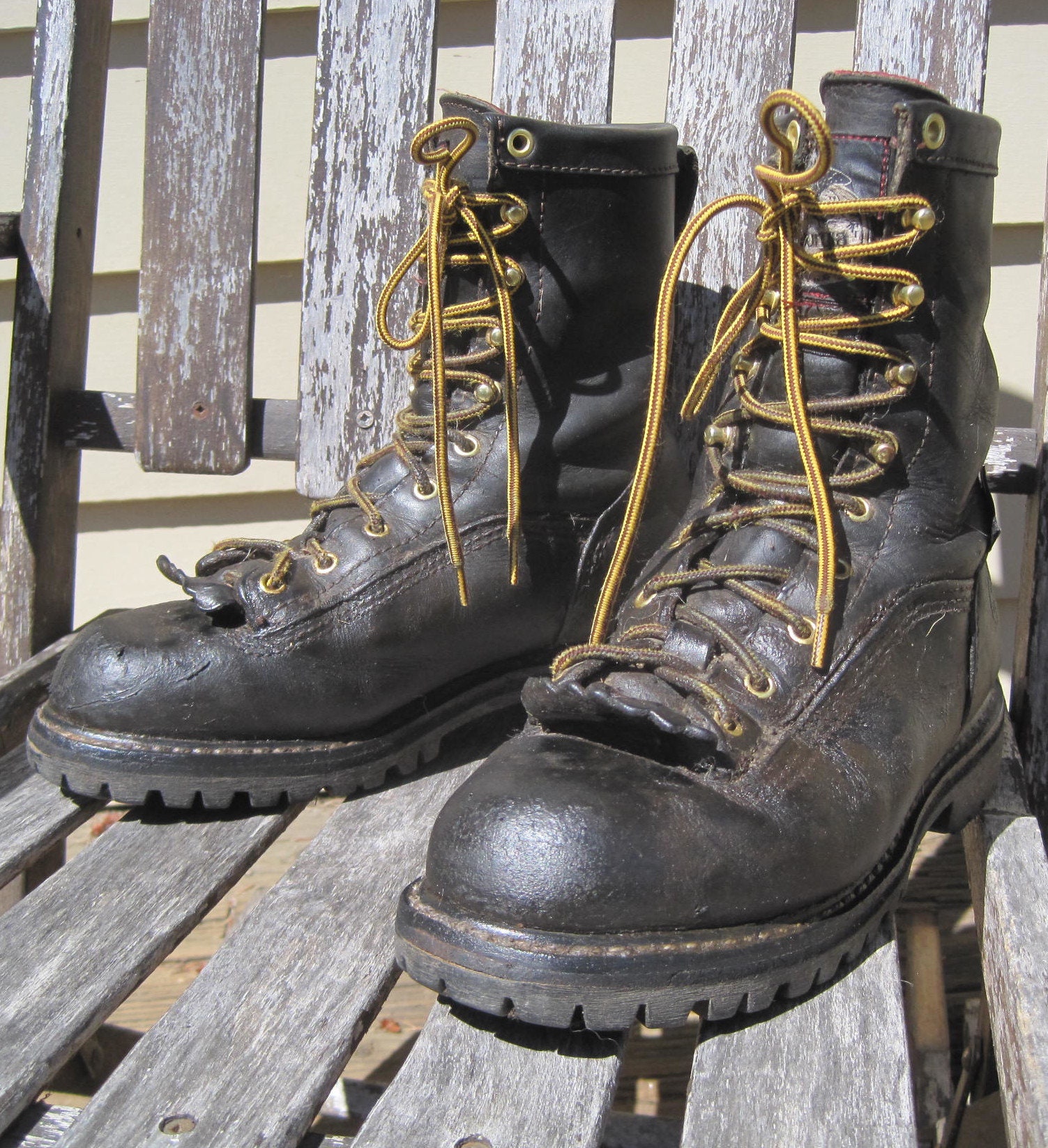 Georgia Boot Black Leather Work Boots / Well-worn Heritage - Etsy