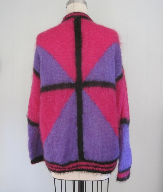 1980s Vintage Oversize Mohair Cardigan Sweater / … - image 3