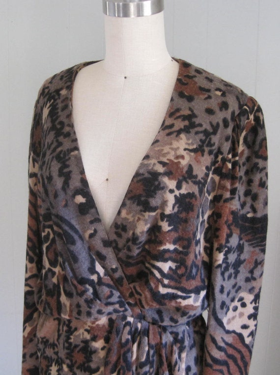 Vintage Leopard Print Sweater Dress '80s '90s Fra… - image 4