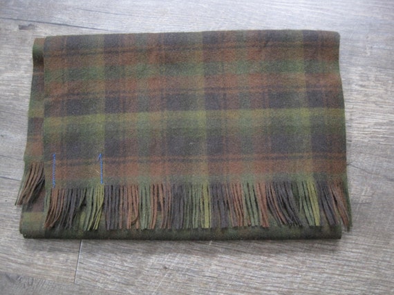 Vintage Pendleton Plaid Wool Scarf / Olive Green … - image 4