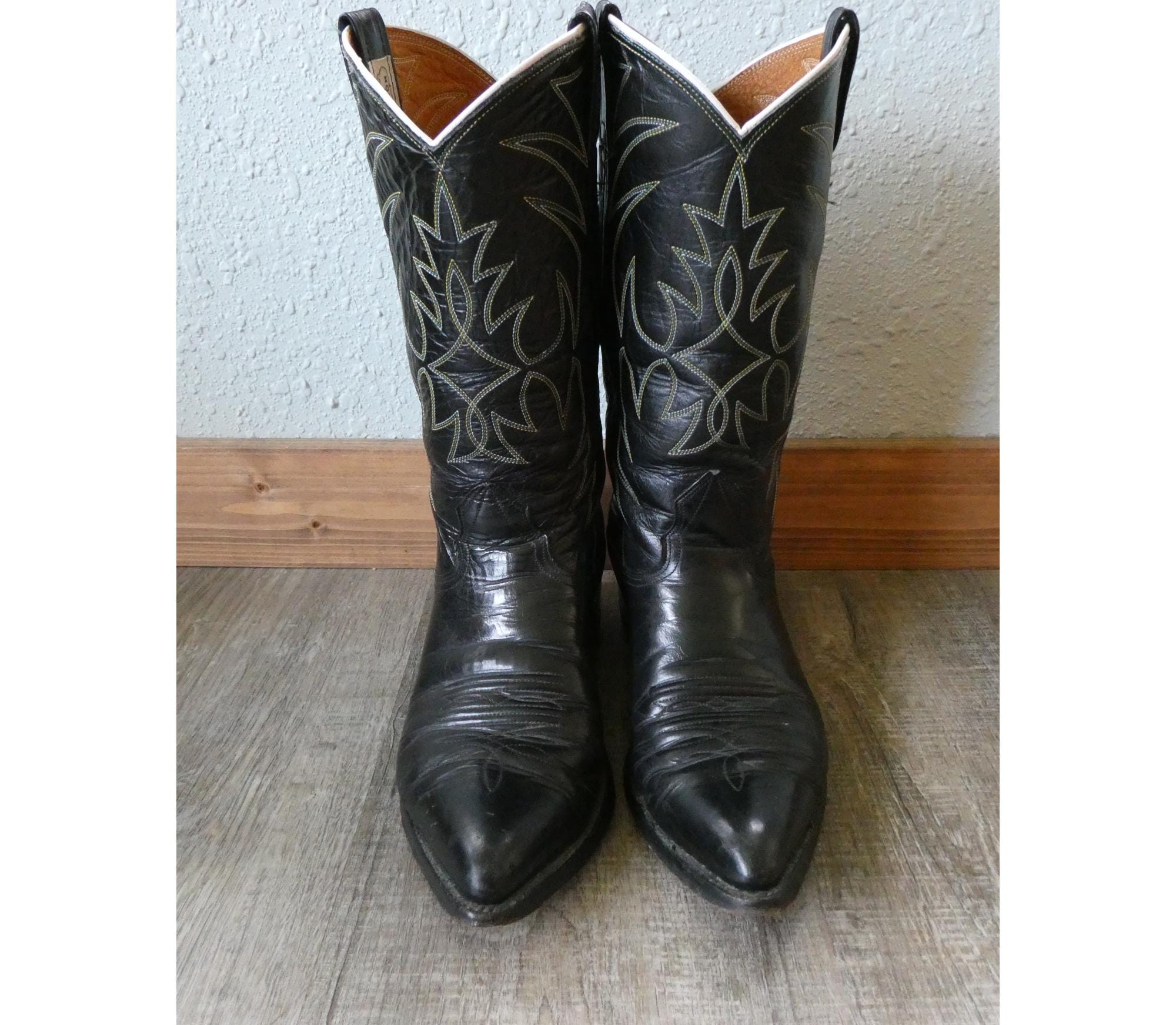 NOCONA ウエスタンブーツ ノコナ　USA製70s 80s 90s Vintage Nocona Cowboy Boots: Black Leather Western Stitch, Men's