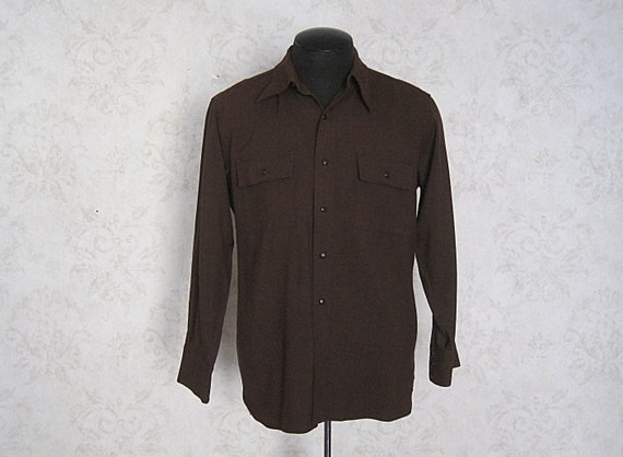 1940s Vintage Gabardine Western Shirt / Liondale W