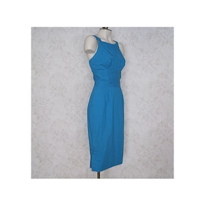 1950s Alfred Shaheen Turquoise Cotton Wiggle Dress - XS