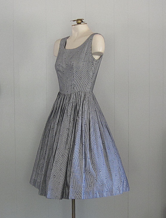 1950s Vintage Cotton Gingham Fit & Flare Summer S… - image 8