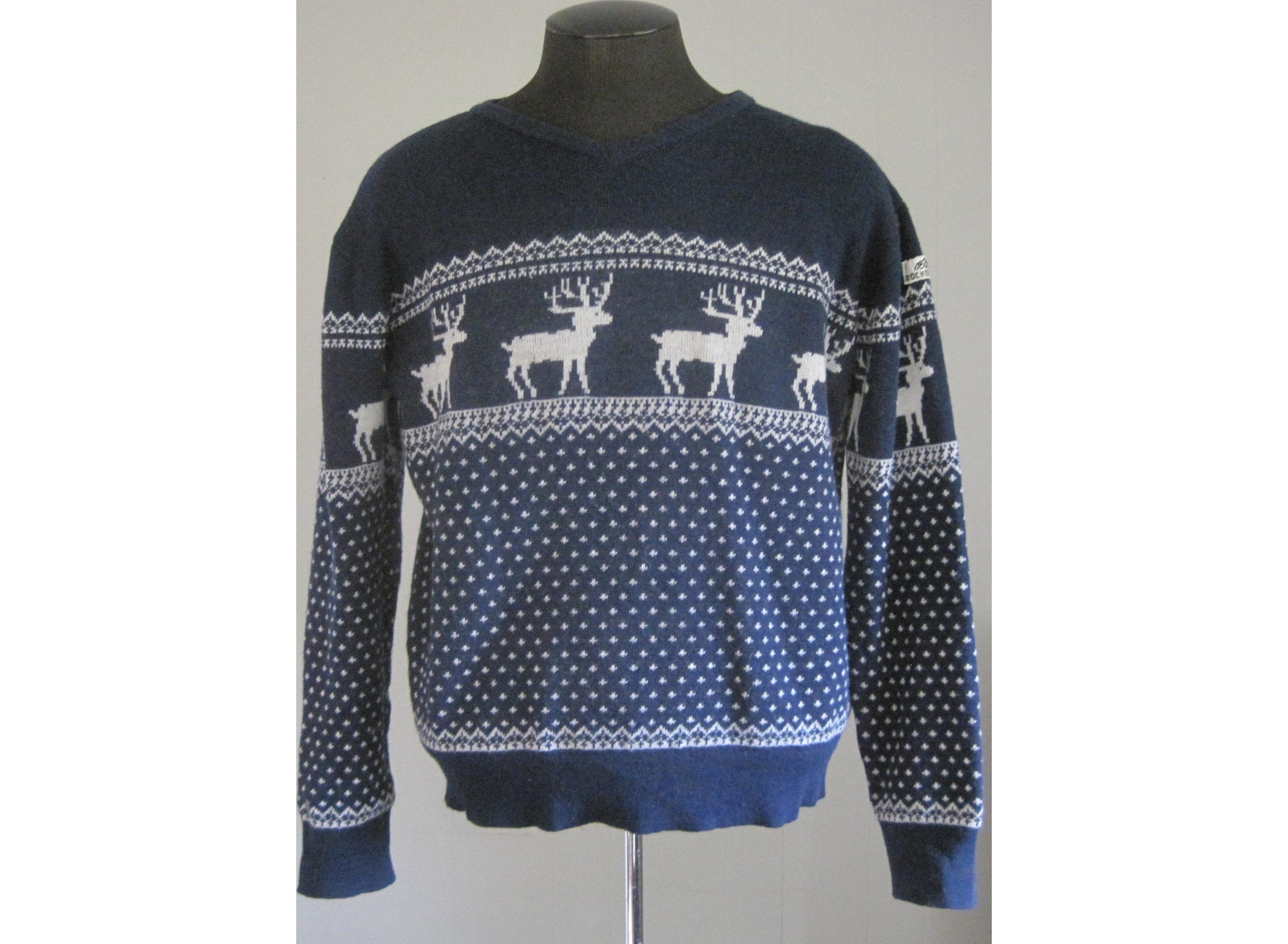Nordic Fair Isle Reindeer Crew Neck Pullover Christmas Sweater