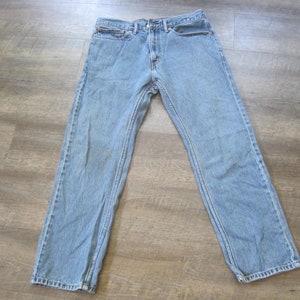 Vintage Levi&#39;s Jeans / Levi 505 Distressed Denim 90s High Waist 34 x 30 Tag Worn Faded Levis 34 x 30 Actual Measure