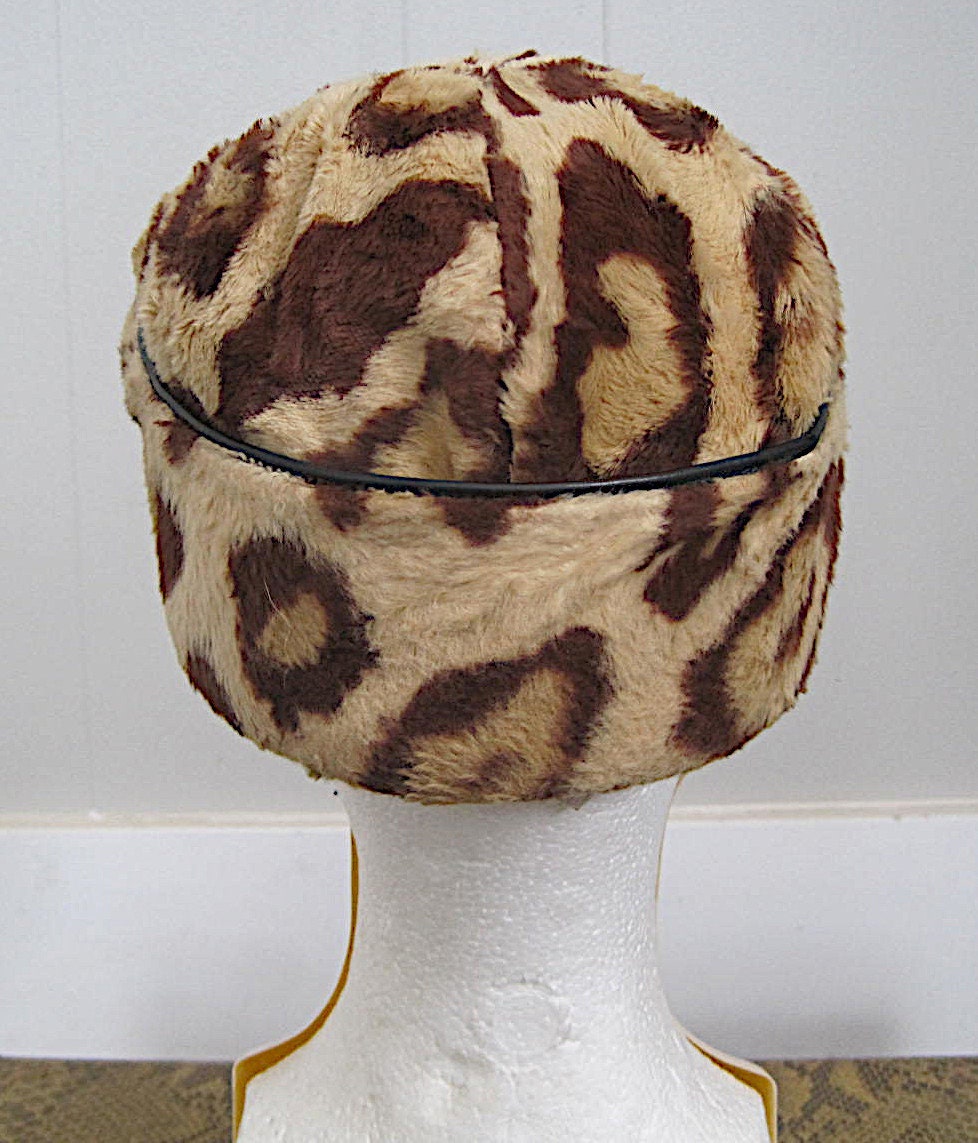 1960s Vintage Betmar Animal Print Faux Fur Hat / 60s Mod 