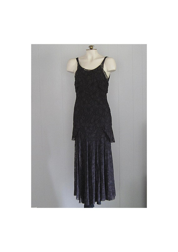 Vintage 1930s Bias Cut Lace Dress / 20s 30s Vintag