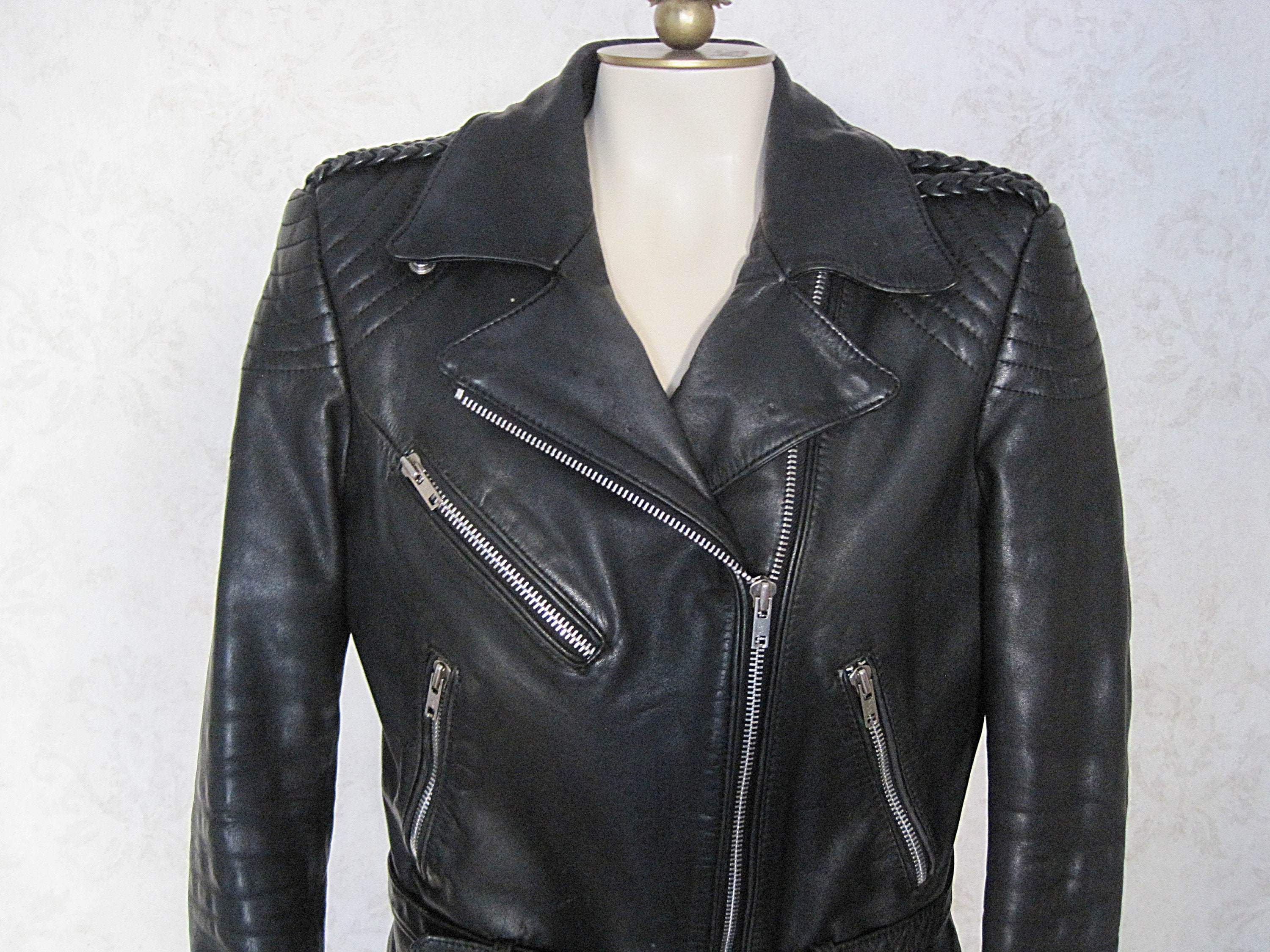 Hein Gerick Vintage 70s Leather Motorcycle Jacket w/ Quilted Lining ...