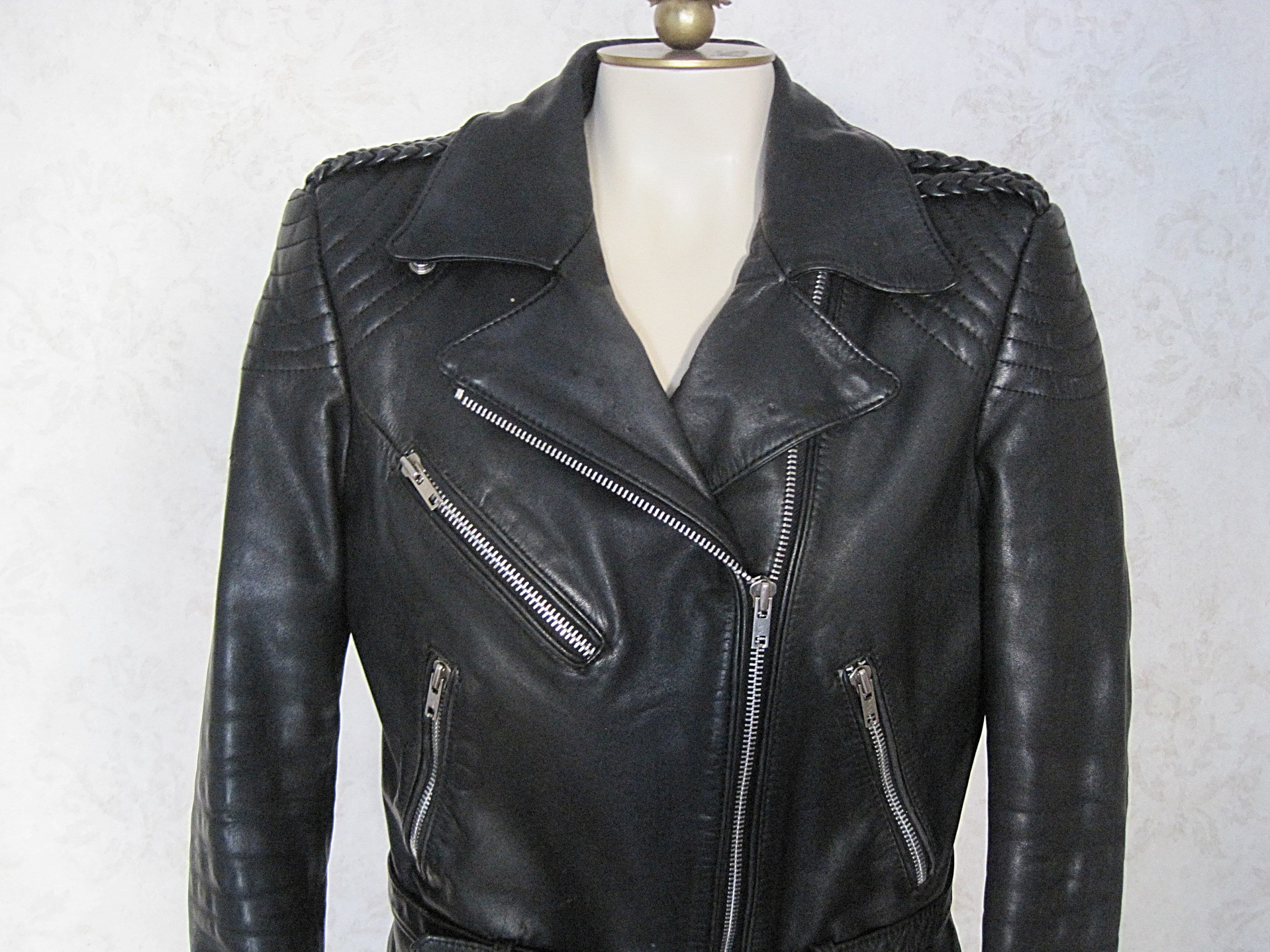 Vintage Black Leather Motorcycle Jacket Hein Gericke for