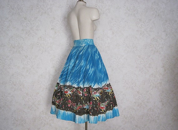 Vintage Mexican Circle Skirt / 1950s Hand Painted… - image 5