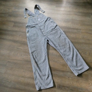 Vintage Big Smith Engineer Stripe Bib Overalls 40 x 29 Hickory Stripe Blue White Denim Farmer Coverall Pants 40 x 28 Actual