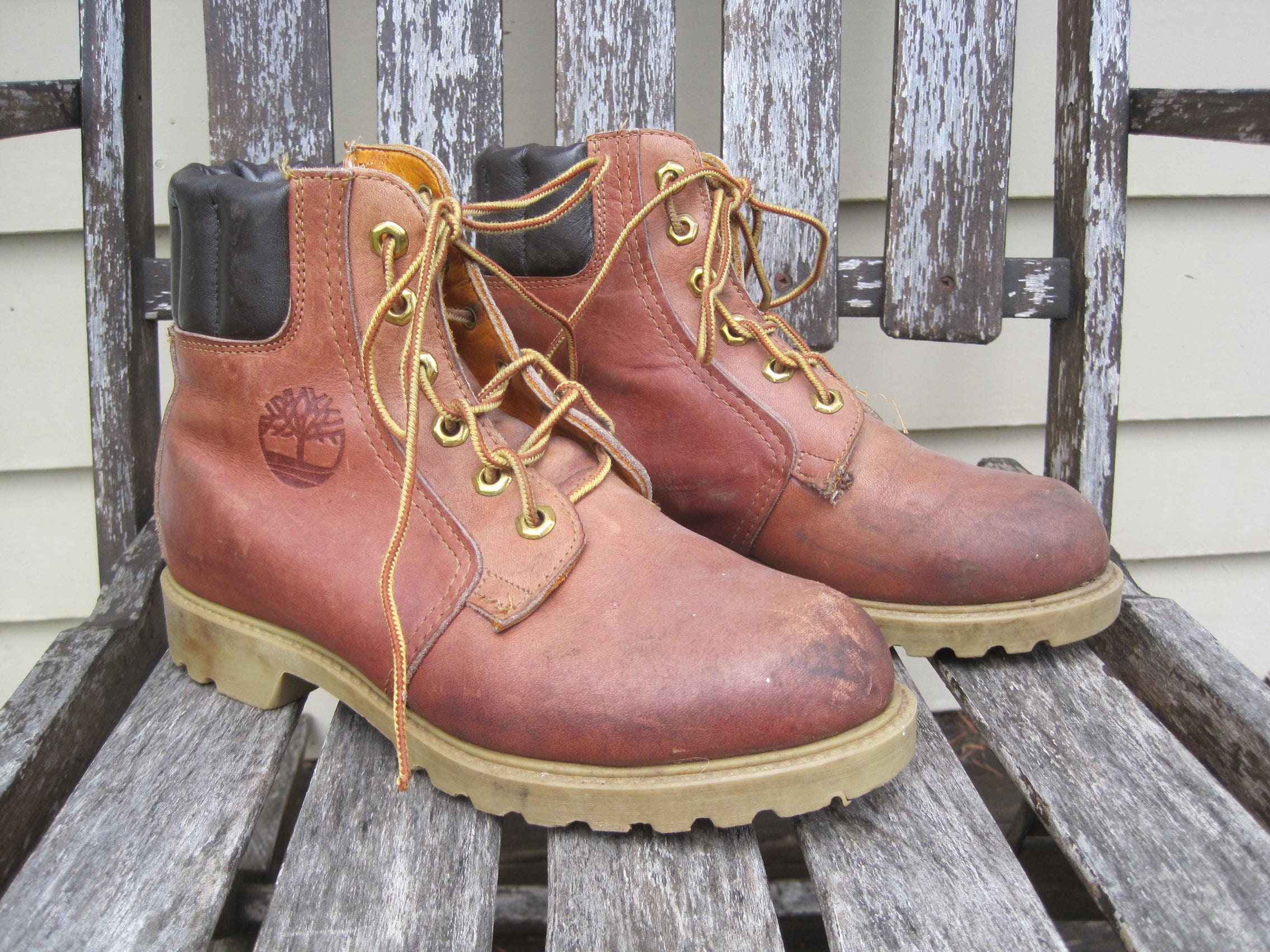 Pest Blauwdruk van nu af aan Vintage Timberland Hiking Boots / Distressed Leather '80s - Etsy