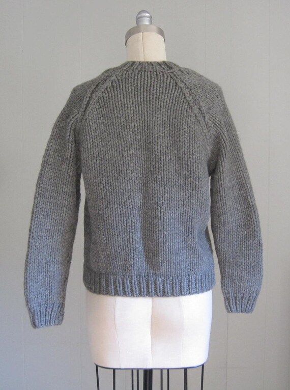 Vintage Hand Knit Wool Cardigan Sweater / Chunky … - image 4