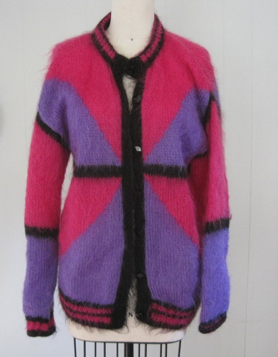 1980s Vintage Oversize Mohair Cardigan Sweater / … - image 9