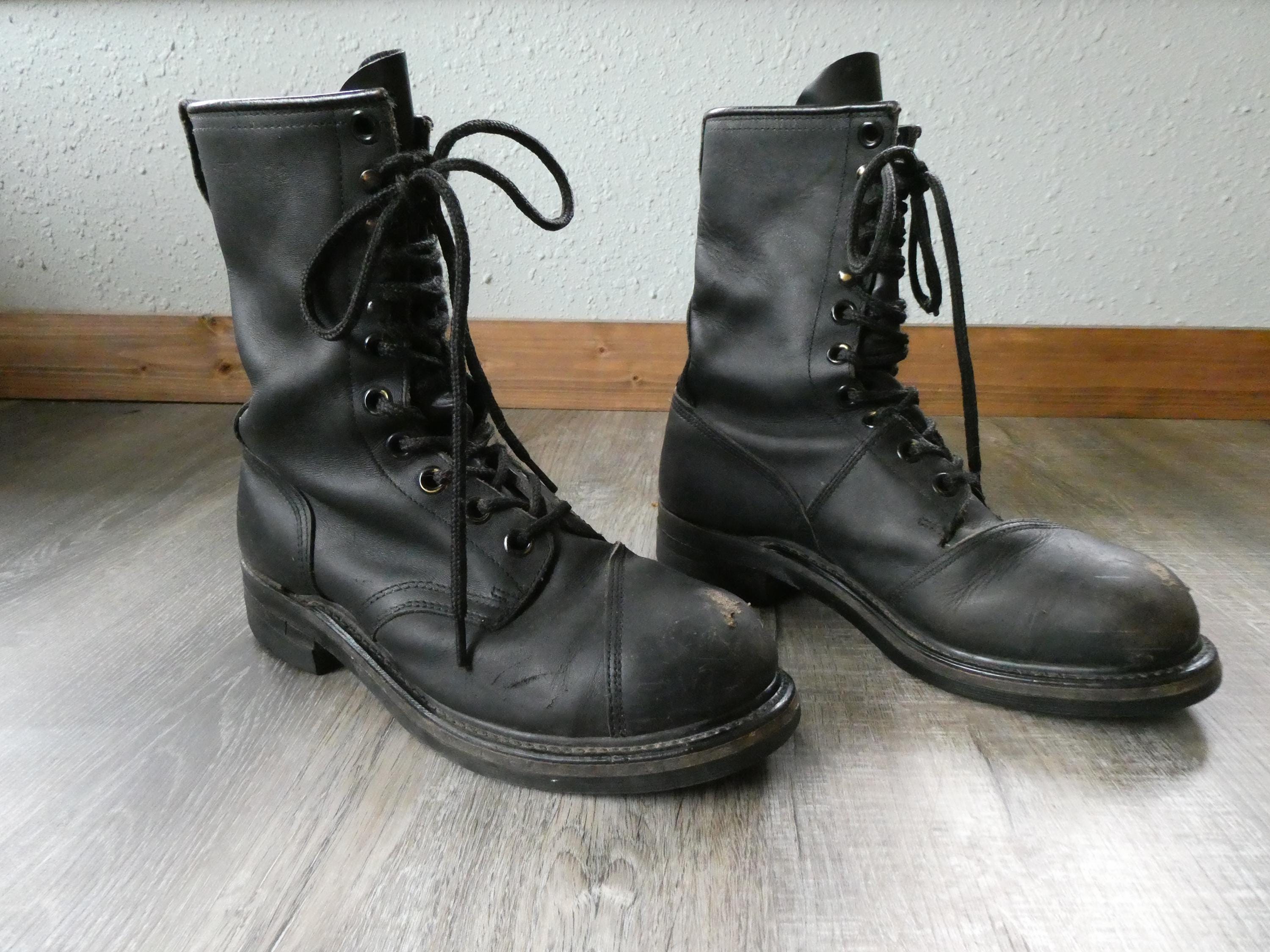 Vintage Military Combat Boots 1990s Distressed Leather Naturally
