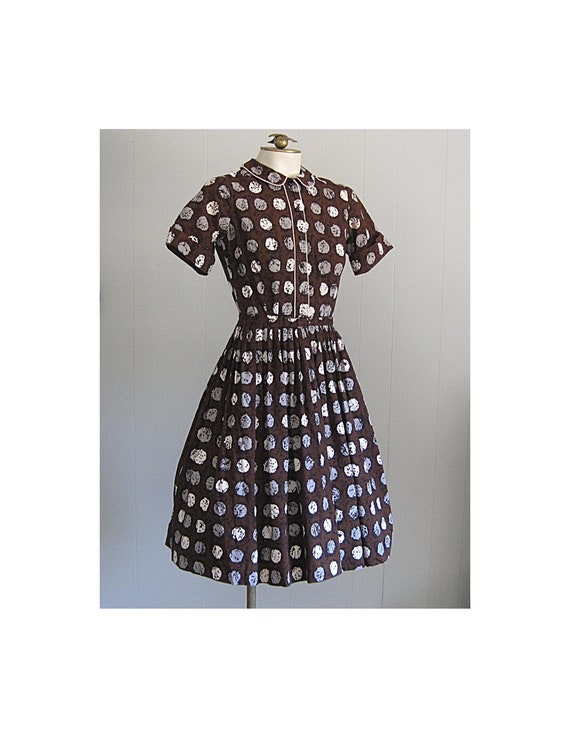 Vintage 1960s Cotton Shirtwaist Dress / '50s '60s 