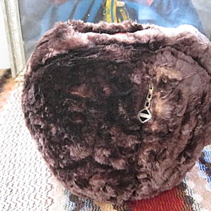 Vintage Brown Sheared Fur Muff: Antique Hand Warmer with Talon Zipper
