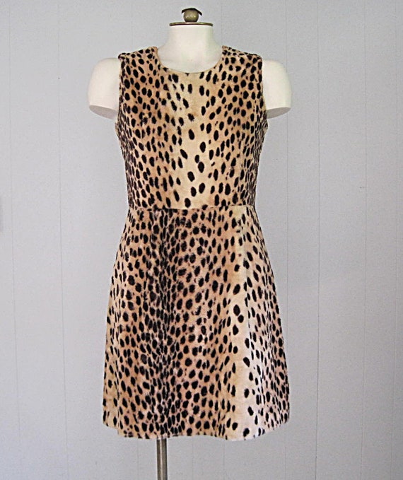 50s Vintage Pin Up Cocktail Dress / Leopard Print… - image 10