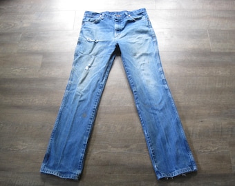 Vintage Wrangler Jeans Faded Distressed Denim Western 35 x 34 Tag Cowboy Jeans