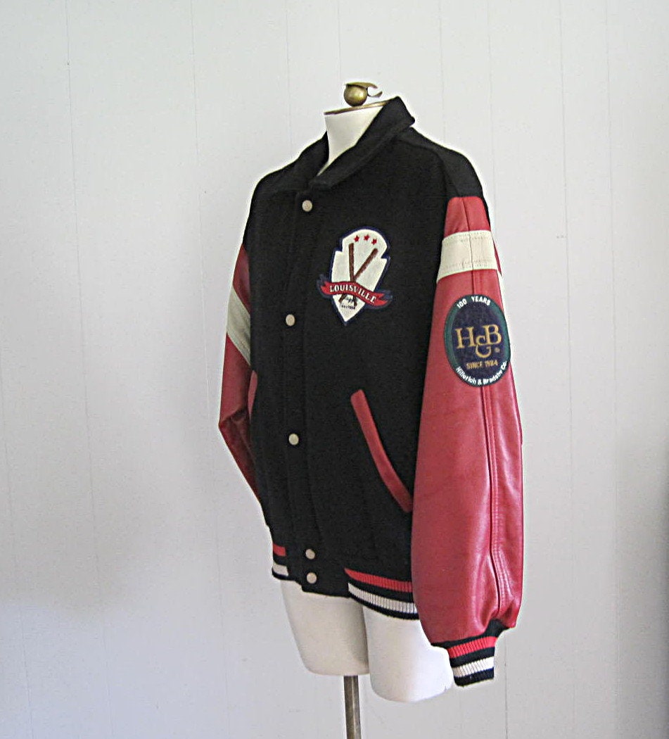 Vintage 1990s Louisville Slugger Baseball Leather Varsity Jacket