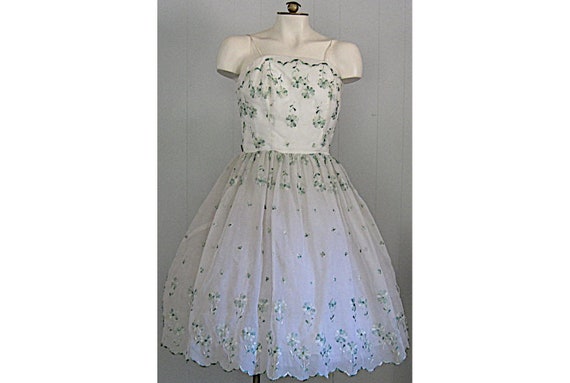 Vintage 50s Floral Chiffon Party Dress: Embroidered Fit & Flare XS - Etsy  Israel
