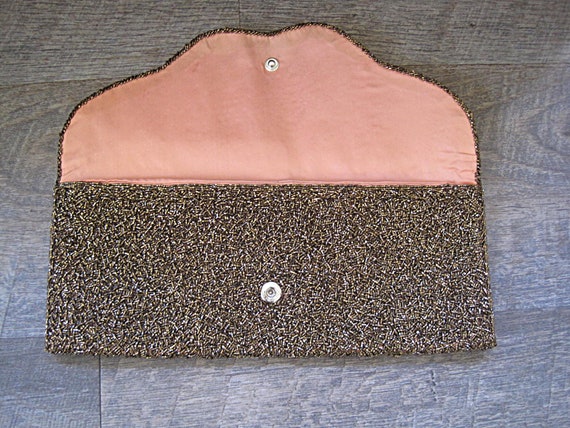 Vintage Heavy Beaded Evening Bag / 50s Hand Made … - image 3