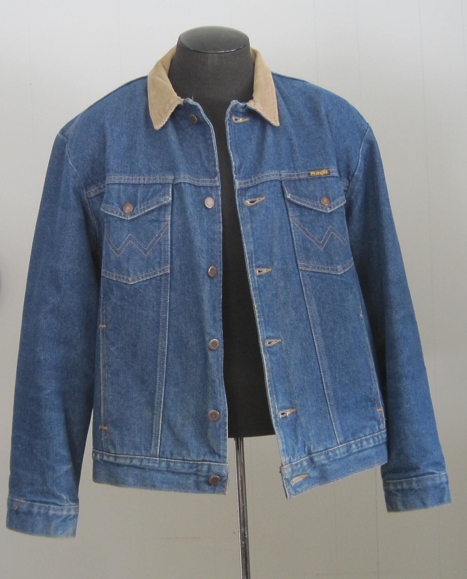 Vintage Wrangler Blanket Lined Denim Jacket Corduroy Collar Western Jean Jacket Cowboy Chore Jacket Etsy