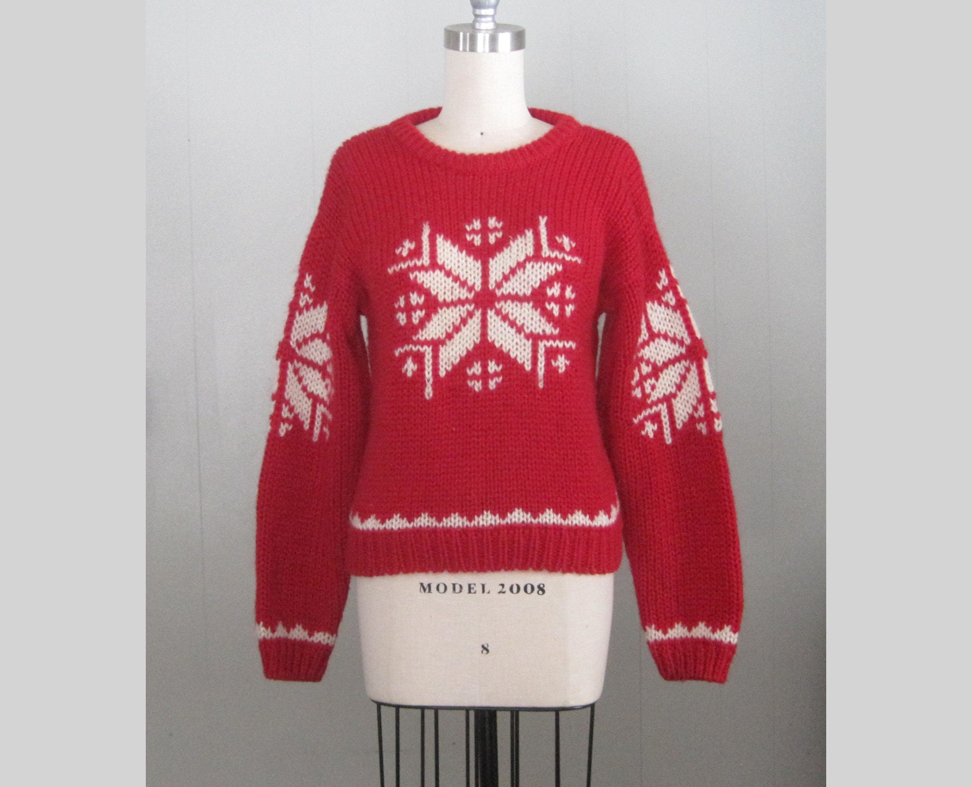Red and white snowflake sweater sale