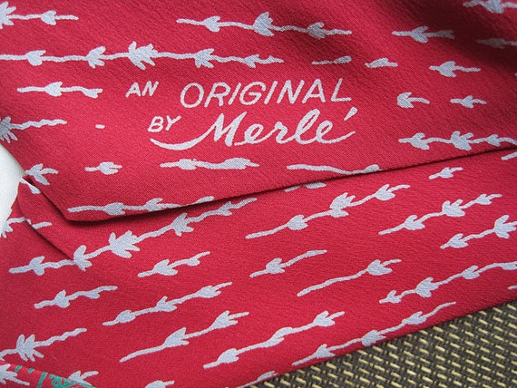 1950s Vintage Silk Necktie / '40s '50s Merle Orig… - image 7