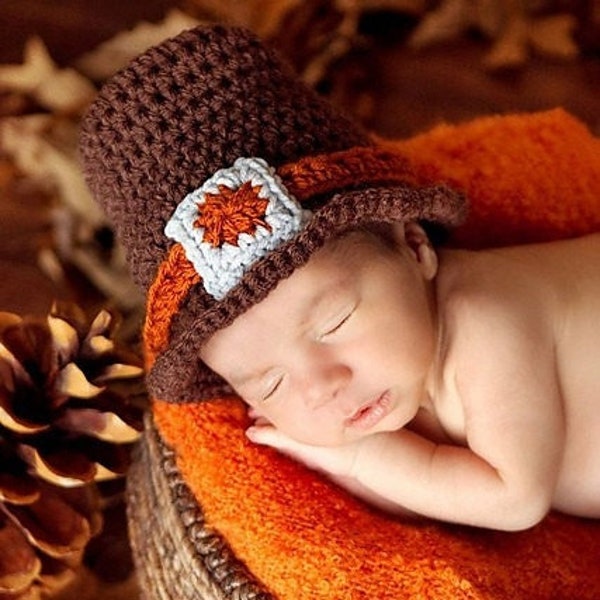 Newborn - 3 months:  Adorable Thanksgiving Pilgrim Baby Hat