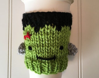 Frankenstein Monster Halloween Drink Sleeve Cozy Cosy Knit Snuggly Gift