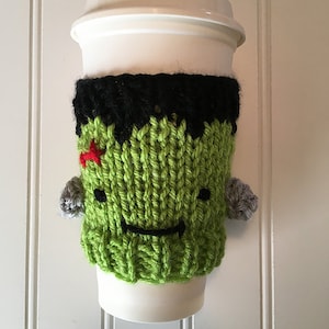 Frankenstein Monster Halloween Drink Sleeve Cozy Cosy Knit Snuggly Gift
