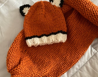 Cute and Cuddly - Baby Fox Animal Forest Friend Costume - Knit Hat and Cocoon Sack Newborn Photo Prop