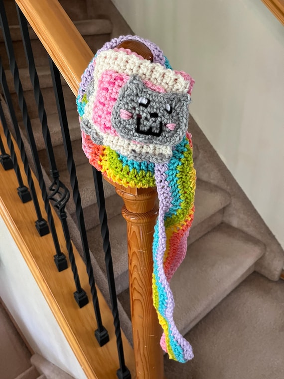 Handmade Crocheted GRiZ head Scarf in Pastel Rainbow CROCHET PATTERN - Rainbow Reflections - Crochet Shawl  main image 3