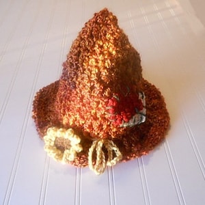 Adorable and Soft - Little Scarecrow Hat with Patches, Ties and Flower