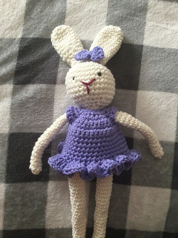 purple bunny dress Little Crochet Bunny With Purple Dress and Bow - Adorable