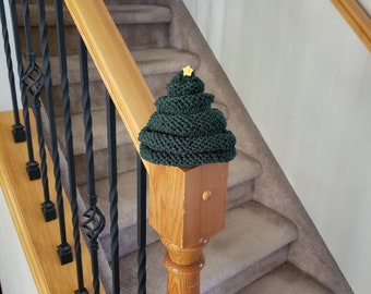Little Baby Christmas Tree Hat - Hand-knit in Forest Green with Little Yellow Star