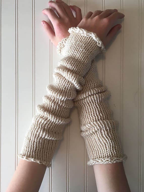 Beautiful Knit Arm Warmers for Fans of Rey - Linen off White Extra