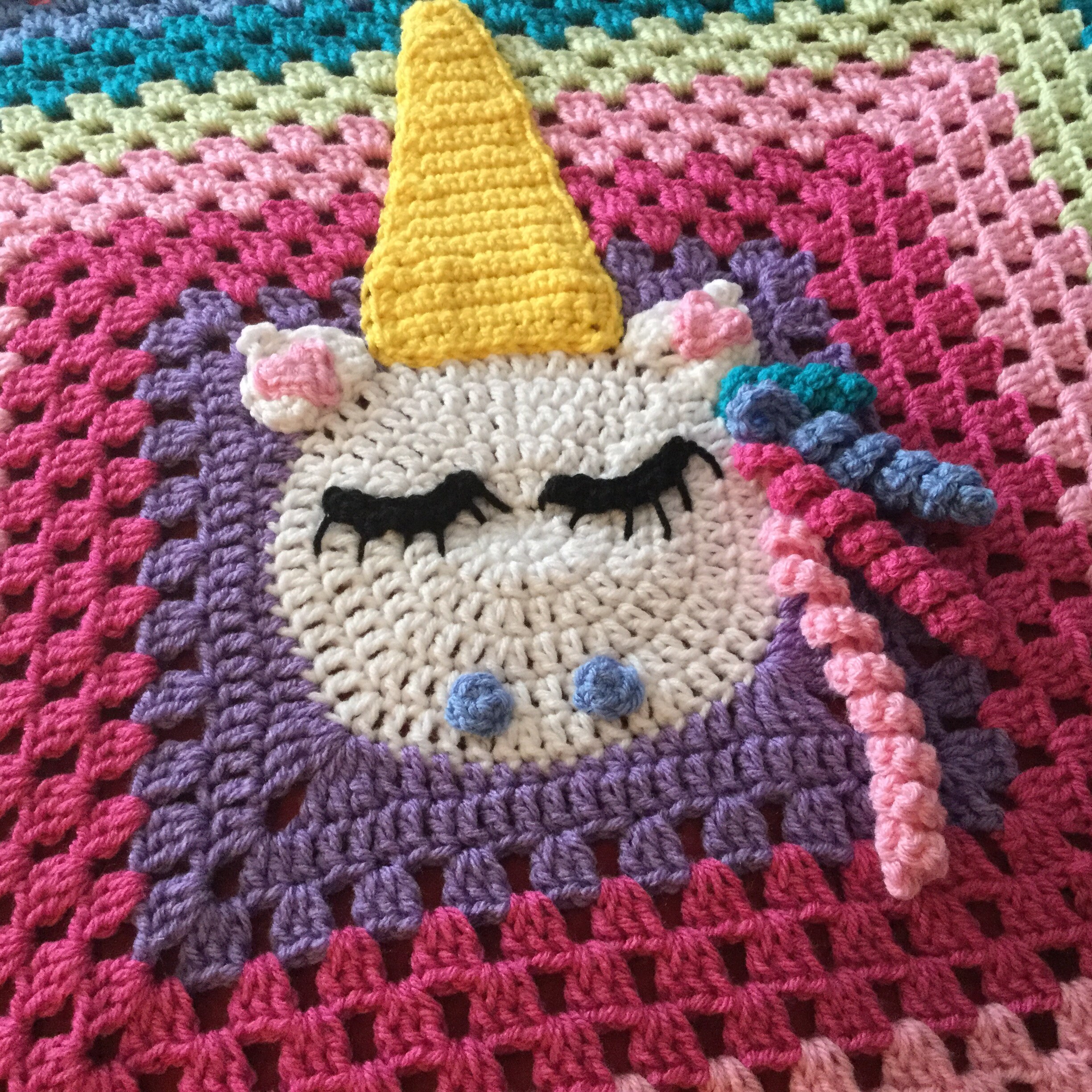 Rainbow Love Crochet Granny Square Blanket Magical Unicorn Etsy