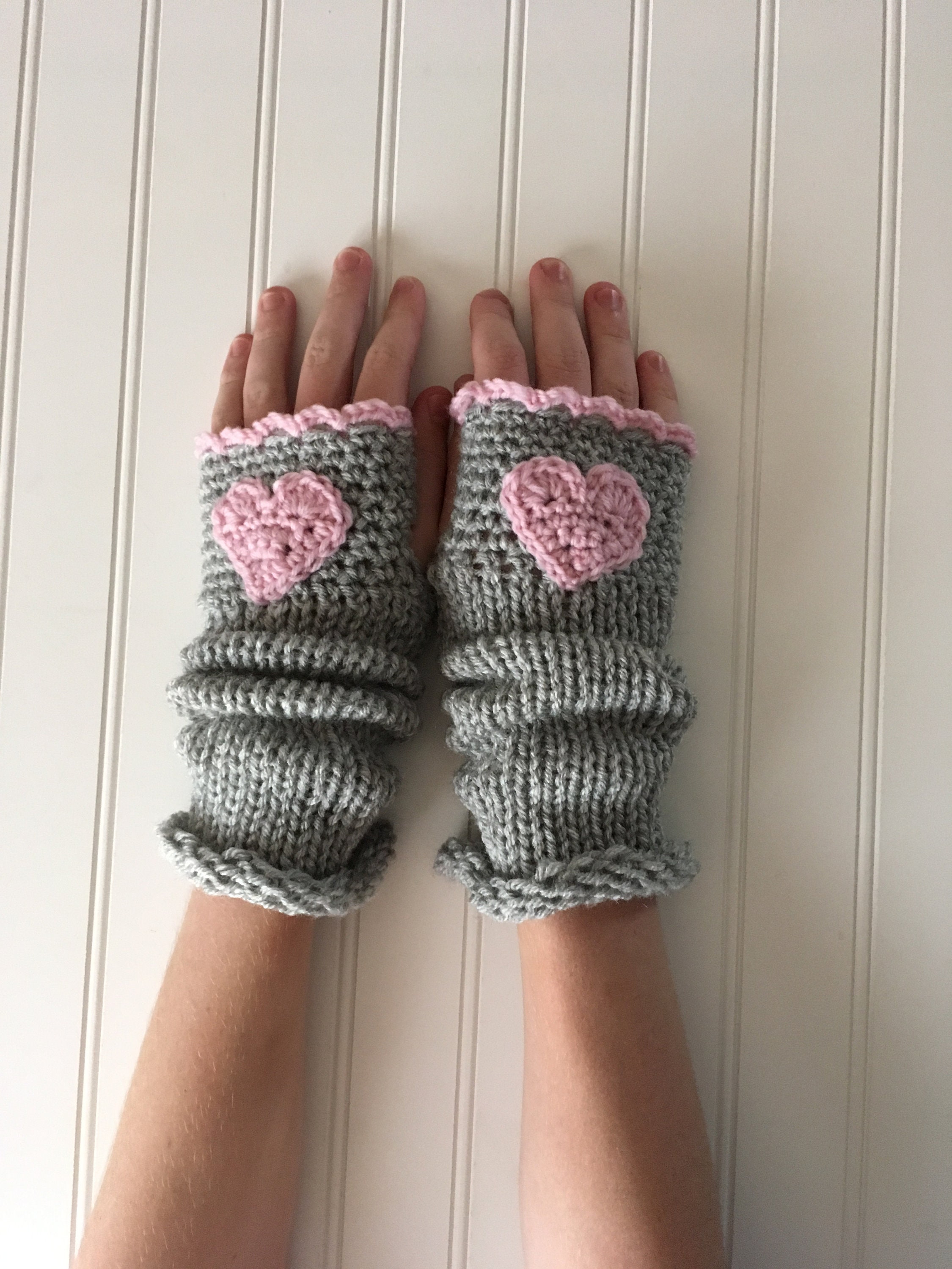 YAMEIZE Y2K Fingerlose Liebes Herz - Strick Handschuhe für Damen Herren Winter Herz Fingerlose Handschuhe Strick party im Freien