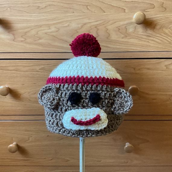 Cute Crochet Fans of the Sock Monkey Hat - Adult Size - Etsy display picture 1