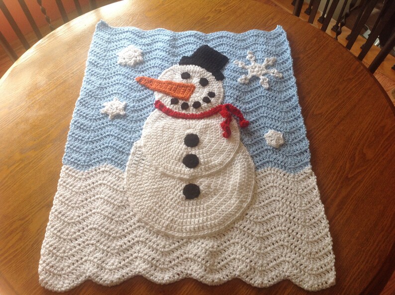 Adorable Winter Baby Blanket Throw Snowman Ripple Afghan Etsy