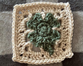 Saint Patricks Day Crochet four Leaf Lucky Clover Shamrock Coaster