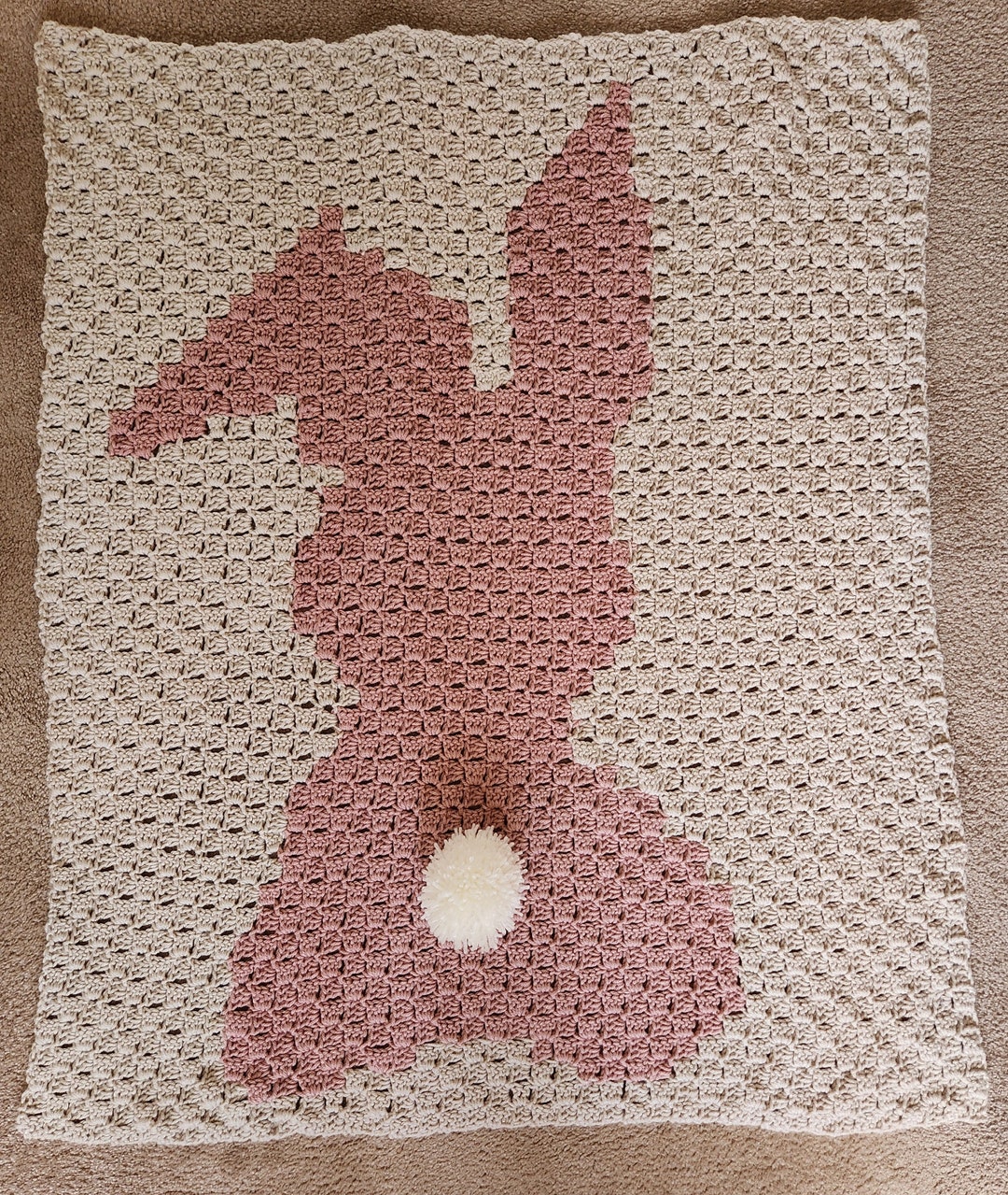 Crochet Baby Bunny Blanket in Soft Soothing Colors - Linen and Blush ...