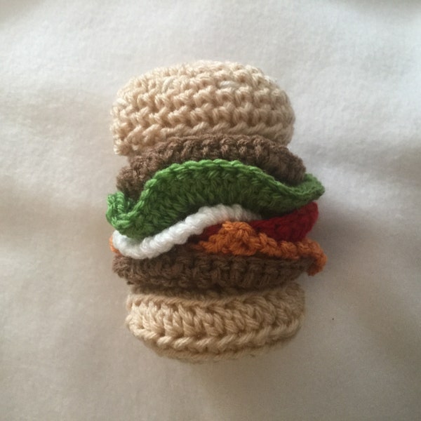 Delicious Crochet Hamburger -  YUM!  Fun, Calorie Free Play Food