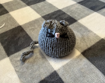 Grey Kitty Cat Friend with Black Nose - Knit Kitty Toy for Fun